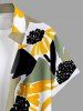 Chemise hawaïenne à poches boutons, imprimé floral tournesol et feuilles, grande taille, pour hommes - Multi-A 6XL