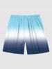 Plus Size Coconut Tree Sun Ombre Colorblock Print Hawaii Beach Shorts For Men -  