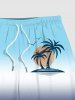 Plus Size Coconut Tree Sun Ombre Colorblock Print Hawaii Beach Shorts For Men -  