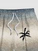 Plus Size Coconut Tree Ombre Print Hawaii Beach Shorts For Men -  
