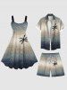 Plus Size Coconut Tree Ombre Print Hawaii Beach Shorts For Men -  
