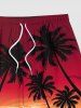 Plus Size Coconut Tree Sun Seascape Ombre Sky Print Hawaii Beach Shorts For Men -  