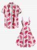 Plus Size Watermelon Print Hawaii Tank Dress -  