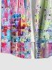 Plus Size Oil Painting Colorblock Print Buttons Pocket Hawaii Shirt For Men -  