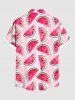 Plus Size Watermelon Print Buttons Pocket Hawaii Shirt For Men -  