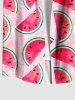 Plus Size Watermelon Print Buttons Pocket Hawaii Shirt For Men -  