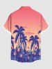Plus Size Coconut Tree Flowers Ombre Print Buttons Pocket Hawaii Shirt For Men -  