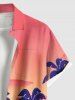 Plus Size Coconut Tree Flowers Ombre Print Buttons Pocket Hawaii Shirt For Men -  