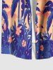 Plus Size Coconut Tree Flowers Ombre Print Buttons Pocket Hawaii Shirt For Men -  