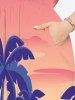 Robe Mi-Longue Hawaïen Fendue Fleur et Arbre de Noix de Coco Imprimés de Grande Taille - Rose clair L