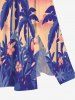 Robe Mi-Longue Hawaïen Fendue Fleur et Arbre de Noix de Coco Imprimés de Grande Taille - Rose clair L