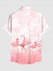 Chemise hawaïenne grande taille pour homme, imprimé flamants roses et feuilles tropicales ombrées, boutons et poche. - Rose clair M