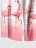 Chemise hawaïenne grande taille pour homme, imprimé flamants roses et feuilles tropicales ombrées, boutons et poche. - Rose clair M