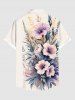 Plus Size Hibiscus Flowers Leaf Print Buttons Pocket Hawaii Shirt For Men -  