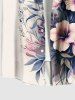 Plus Size Hibiscus Flowers Leaf Print Buttons Pocket Hawaii Shirt For Men -  