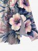 Plus Size Hibiscus Flowers Leaf Print Split Hawaii Midi Dress -  