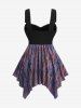 Débardeur mouchoir froncé texturé jacquard tie-dye ombré grande taille - Pourpre  4X | US 26-28