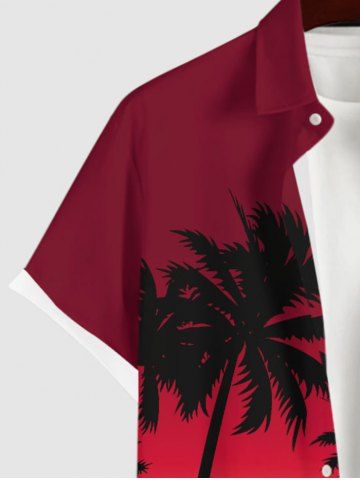 Coconut Tree Sunset Sea Sailboat Ombre Print Plus Size Matching Hawaii Beach Outfit For Couples