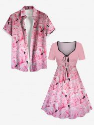Flamingo Print Plus Size Matching Hawaii Beach Outfit For Couples -  