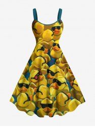 Robe D'Été Correcteur de Hawaï Imprimé de Grande Taille pour Femme - Jaune M