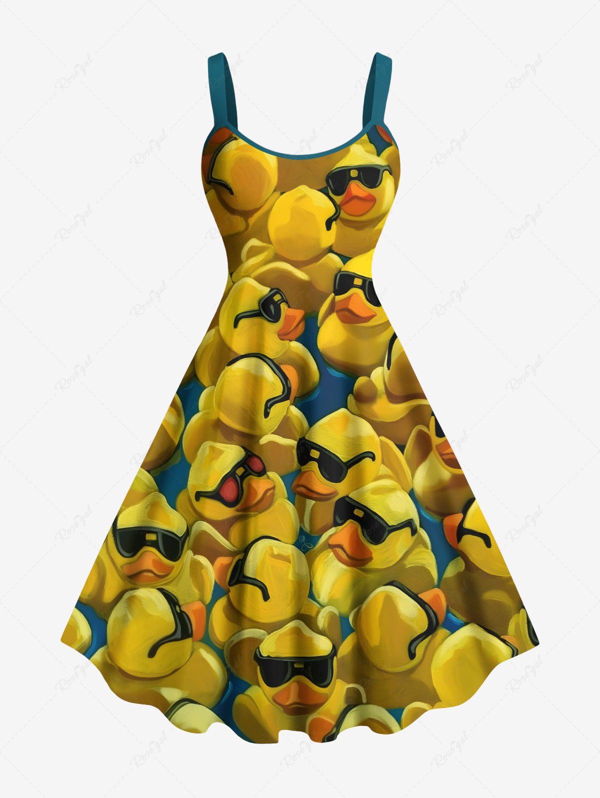 Shops Plus Size Sunglasses Ducks Print Hawaii Tank Dress  