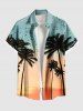 Coconut Tree Bird Ombre Dusk Print Plus Size Matching Hawaii Beach Outfit For Couples -  
