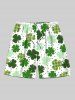 Plaid Four Leaf Clover Pin Dot Print St. Patrick's Day Plus Size Matching Hawaii Beach Outfit For Couples -  