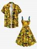 Robe D'Été Correcteur de Hawaï Imprimé de Grande Taille pour Femme - Jaune 5X