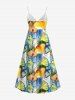 Plus Size Ginkgo Leaf Painting Print Hawaii Surplice A Line Cami Dress -  