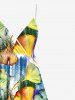 Plus Size Ginkgo Leaf Painting Print Hawaii Surplice A Line Cami Dress -  
