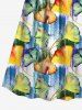 Plus Size Ginkgo Leaf Painting Print Hawaii Surplice A Line Cami Dress -  