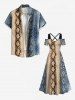 Plus Size Snake Pattern Geometric Textured Print Hawaii Cold Shoulder Crisscross A Line Maxi Dress -  