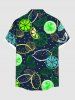 Plus Size Colorful Lemon Orange Print Hawaii Button Pocket Shirt For Men -  