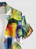 Plus Size Ginkgo Leaf Painting Print Hawaii Button Pocket Shirt For Men -  