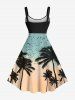 Robe Ligne A Hawaïen Ombrée Oiseau et Noix de Coco Imprimés de Grande Taille - café lumière S