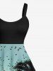 Robe Ligne A Hawaïen Ombrée Oiseau et Noix de Coco Imprimés de Grande Taille - café lumière S