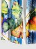 Plus Size Ginkgo Leaf Painting Print Hawaii Button Pocket Shirt For Men -  