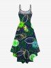 Plus Size Colorful Lemon Orange Print Hawaii High Low Asymmetric Cami Dress -  