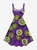 Plus Size Kiwi Fruit Print Hawaii A Line Tank Dress -  