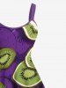 Plus Size Kiwi Fruit Print Hawaii A Line Tank Dress -  