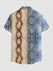 Chemise hawaïenne à poches boutons, imprimé géométrique texturé et motif serpent, grande taille, pour hommes - Multi-A L