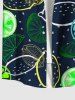Plus Size Colorful Lemon Orange Print Hawaii Button Pocket Shirt For Men -  