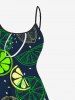 Plus Size Colorful Lemon Orange Print Hawaii High Low Asymmetric Cami Dress -  