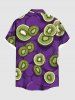 Plus Size Kiwi Fruit Print Hawaii Button Pocket Shirt For Men -  