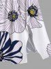 Plus Size Striped Petal Flower Print Hawaii Split Pocket A Line Midi Dress -  