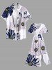 Plus Size Striped Petal Flower Print Hawaii Split Pocket A Line Midi Dress -  