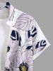 Chemise hawaïenne à rayures et imprimé floral, grande taille, avec poche boutonnée, pour hommes - Blanc 6XL
