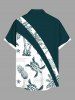 Plus Size Sea Creatures Turtle Pineapple Coconut Tree Print Buttons Pocket Hawaii Shirt For Men -  