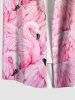 Plus Size Flamingo Print Buttons Pocket Hawaii Shirt For Men -  