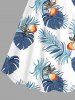 Plus Size Tropical Leaf Fruit Print Cinched Hawaii Dress -  